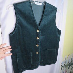 Mark Fore & Strike Vintage Hunter Green Corduroy Vest Wood Buttons UNISEX